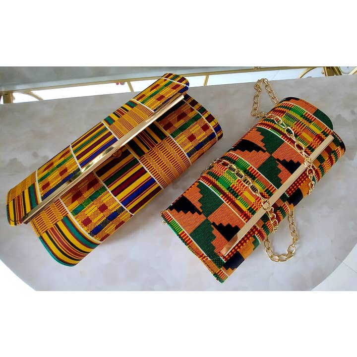 India Batik - Wholesale Clutch Bag - Women's - Clutch Purse/ Cross Body- kente Print