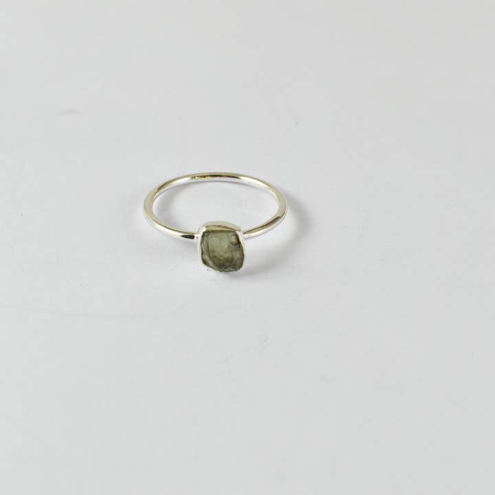 Moldavite Ring In Sterling Silver, intuitively chosen (1 gram to 1.4 grams) for wholesale by Ancient Energy LLC