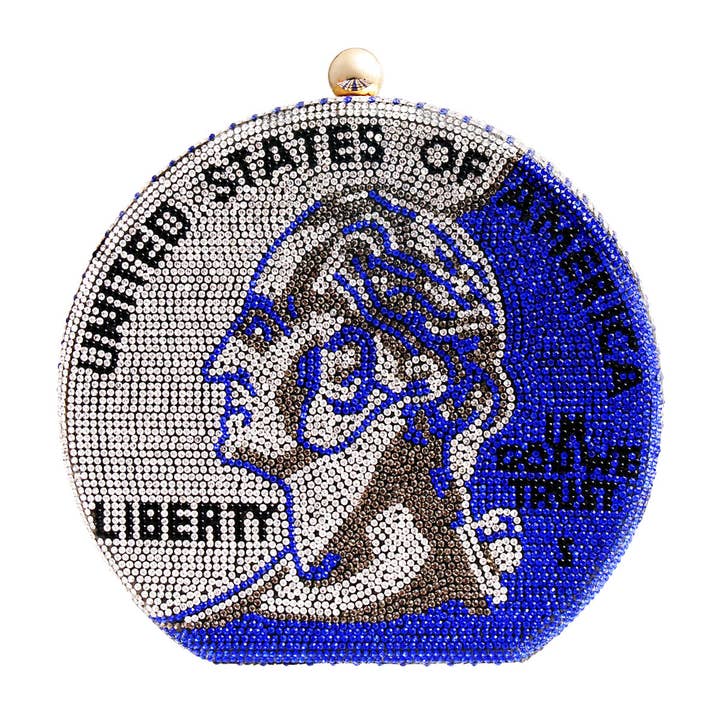Blauw Blue Bling US Coin luxe clutch voor groothandel op Faire3