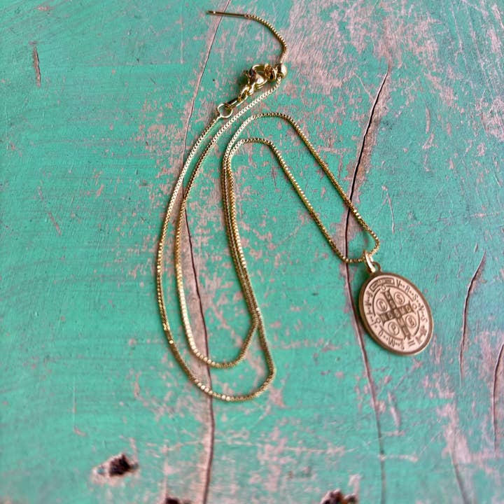 Love and Honor Jesus LLC - Wholesale Pendant/charm necklace - Stainless Steel Oval St Benedict Adjustable Chain Necklace or Earrings6