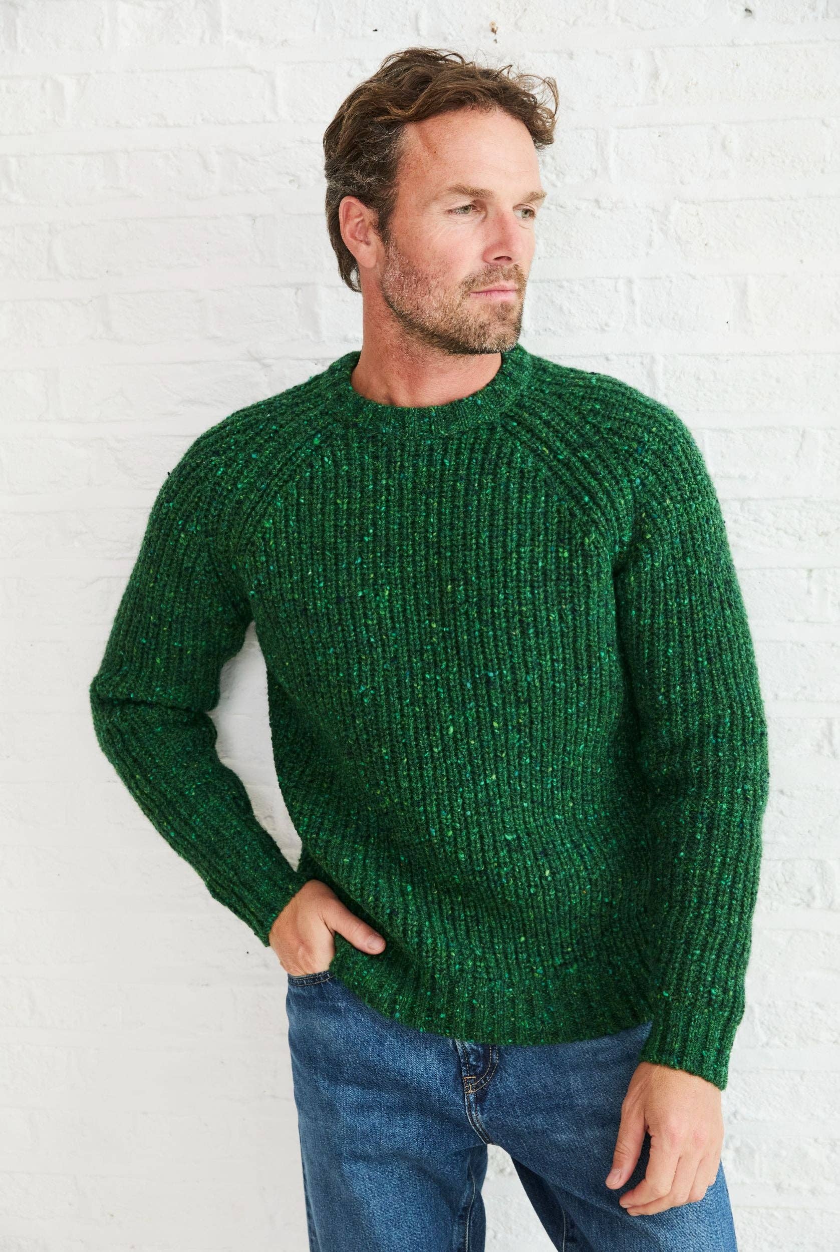 Aran Woollen Mills - Venta al por mayor Jersey de punto - Hombre - Killykeen Hombres Jersey de Pescador de Canalé - Verde1