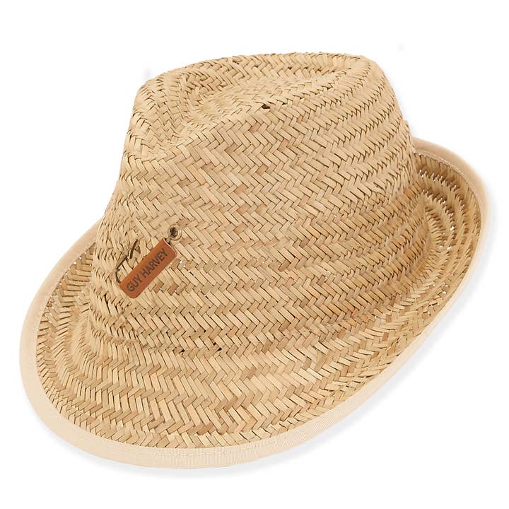 Natural, Rush Straw Fedora, Brim 2" for wholesale by Headwear & Handbag Collections by Sun 'N' Sand