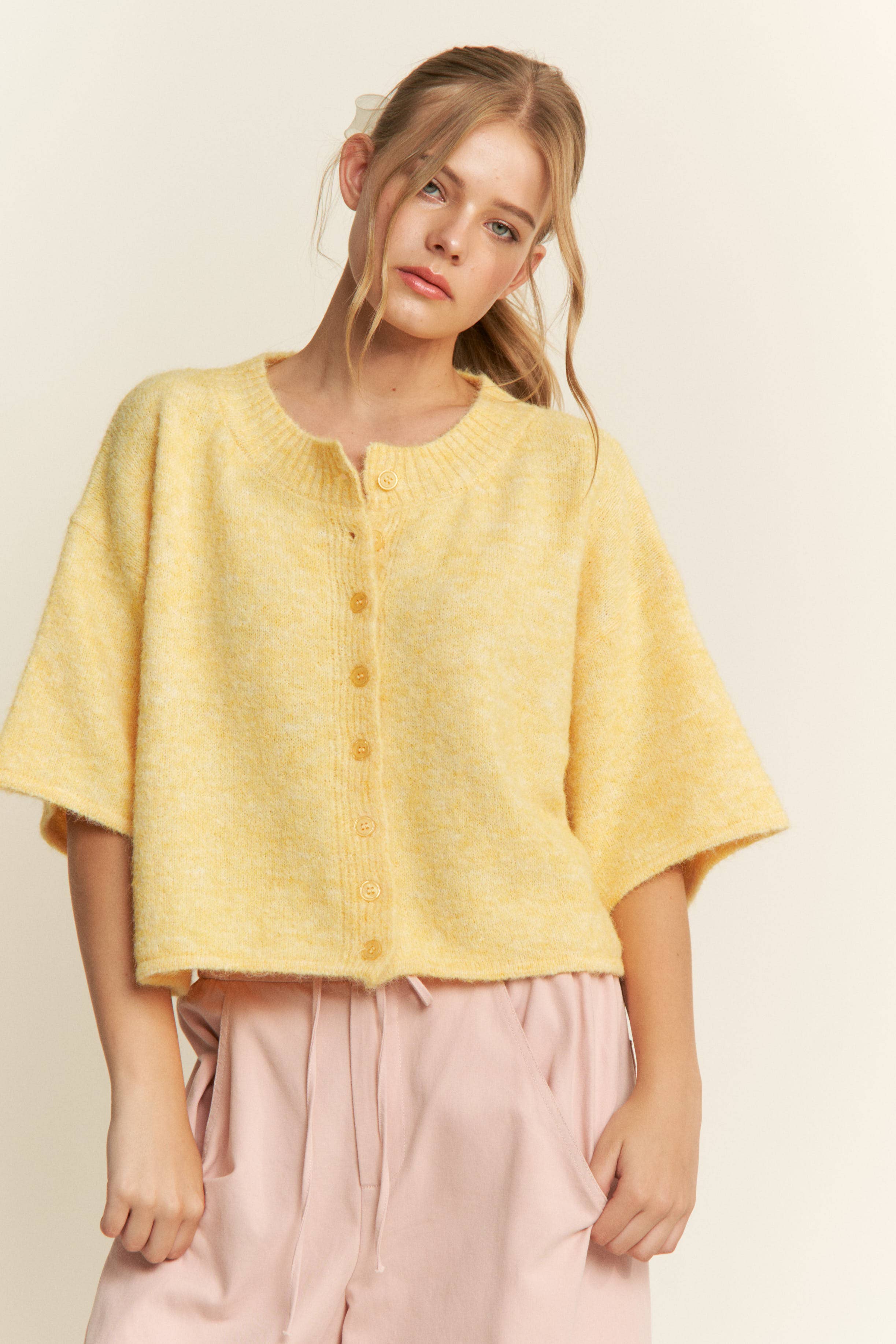 CANDESCENT - Wholesale Cardigan - Women's - Cropped Boxy Soft Knit Cardigan - LOU CARDIGAN20