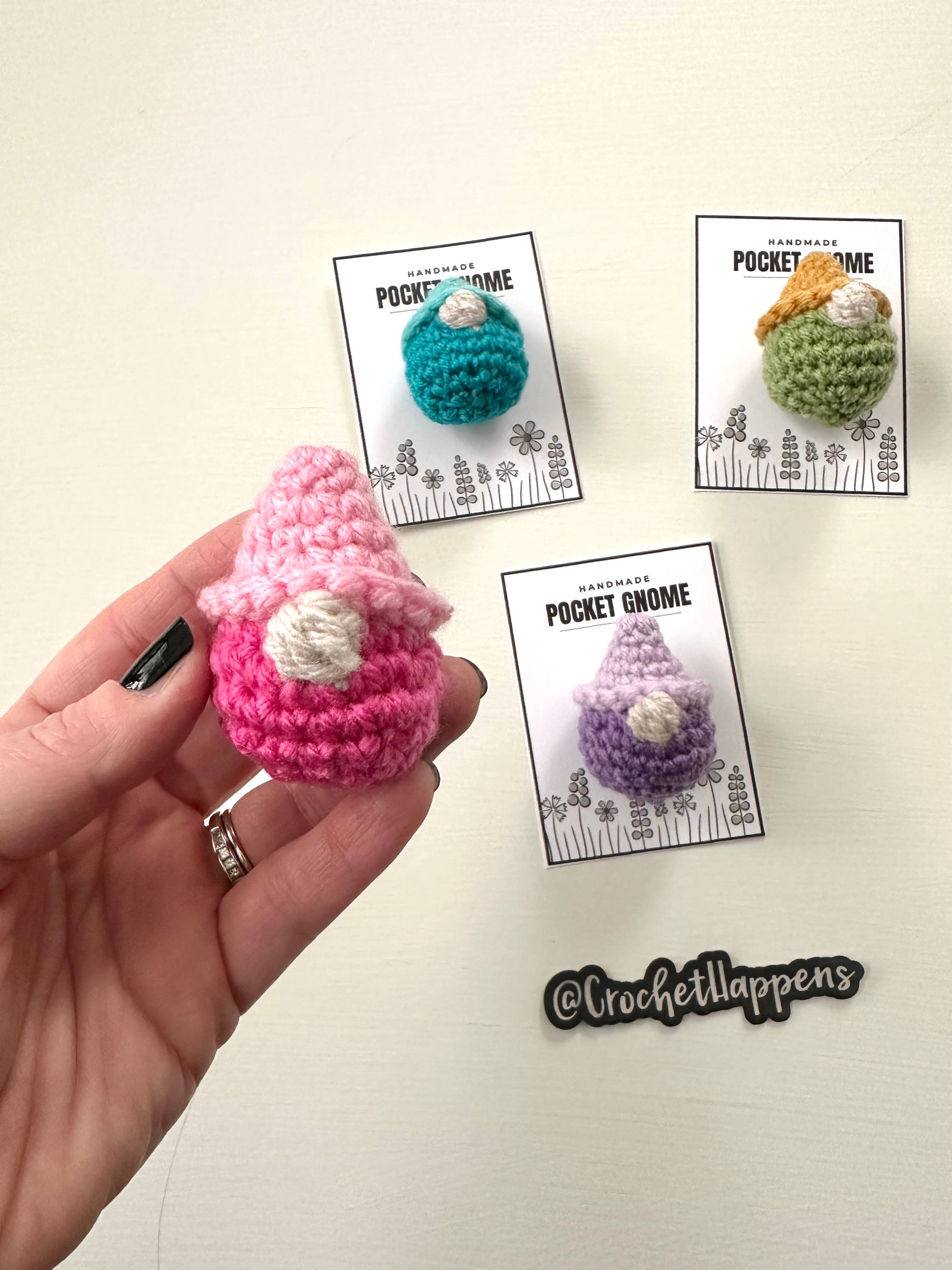 Crochet Happens - Wholesale Decorative Tabletop Object - Pocket Gnomes - Set of 4 - Made to Order2