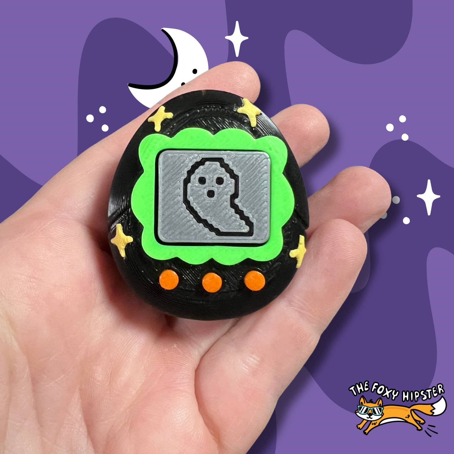 The Foxy Hipster - Wholesale Fidget Toy - Kids - Digital Pet Spooky Halloween Ghost Fidget Toy Clicker Keychain