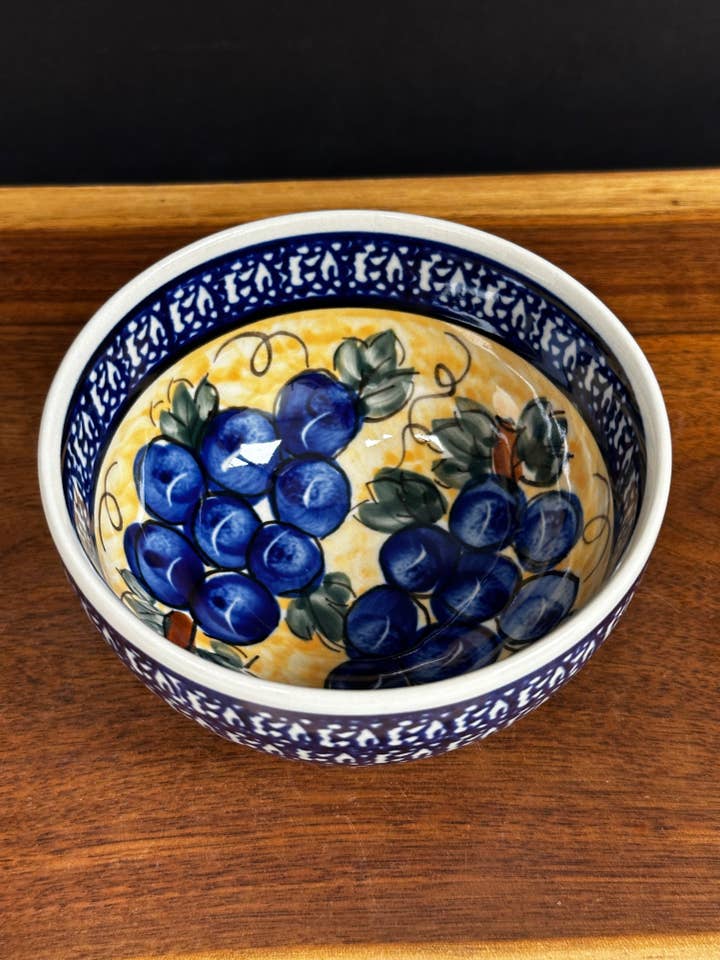 Bowl, 4.5" x 2.5" - Rice - Tuscan Grapes for wholesale by Music City Polish Pottery