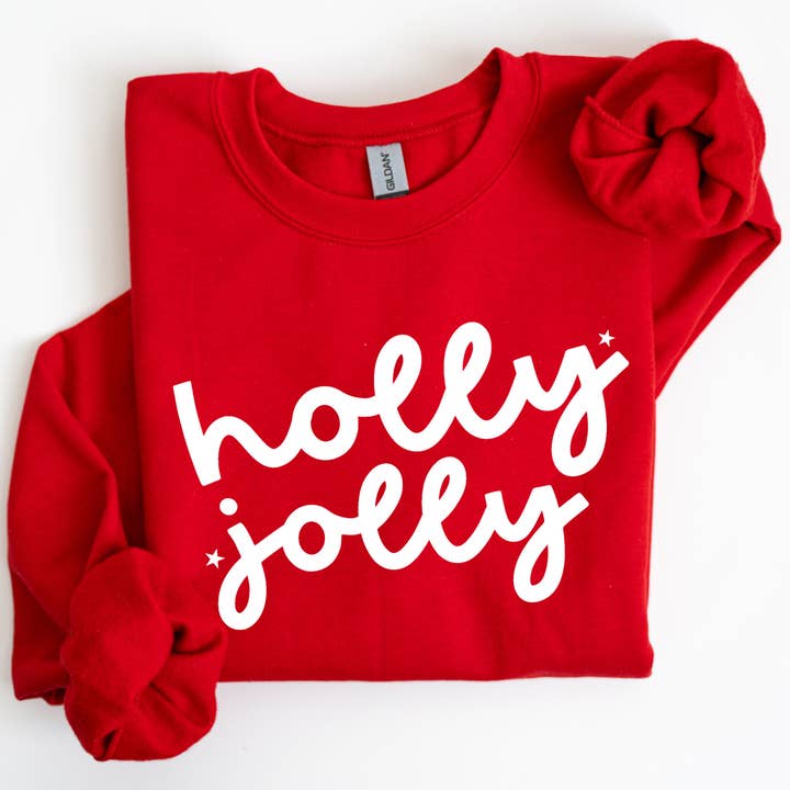 Refinery Number One LLC - Wholesale Graphic Sweatshirt - Unisex - Holly Jolly, Retro Christmas, Classic, Santa Xmas Sweatshirt