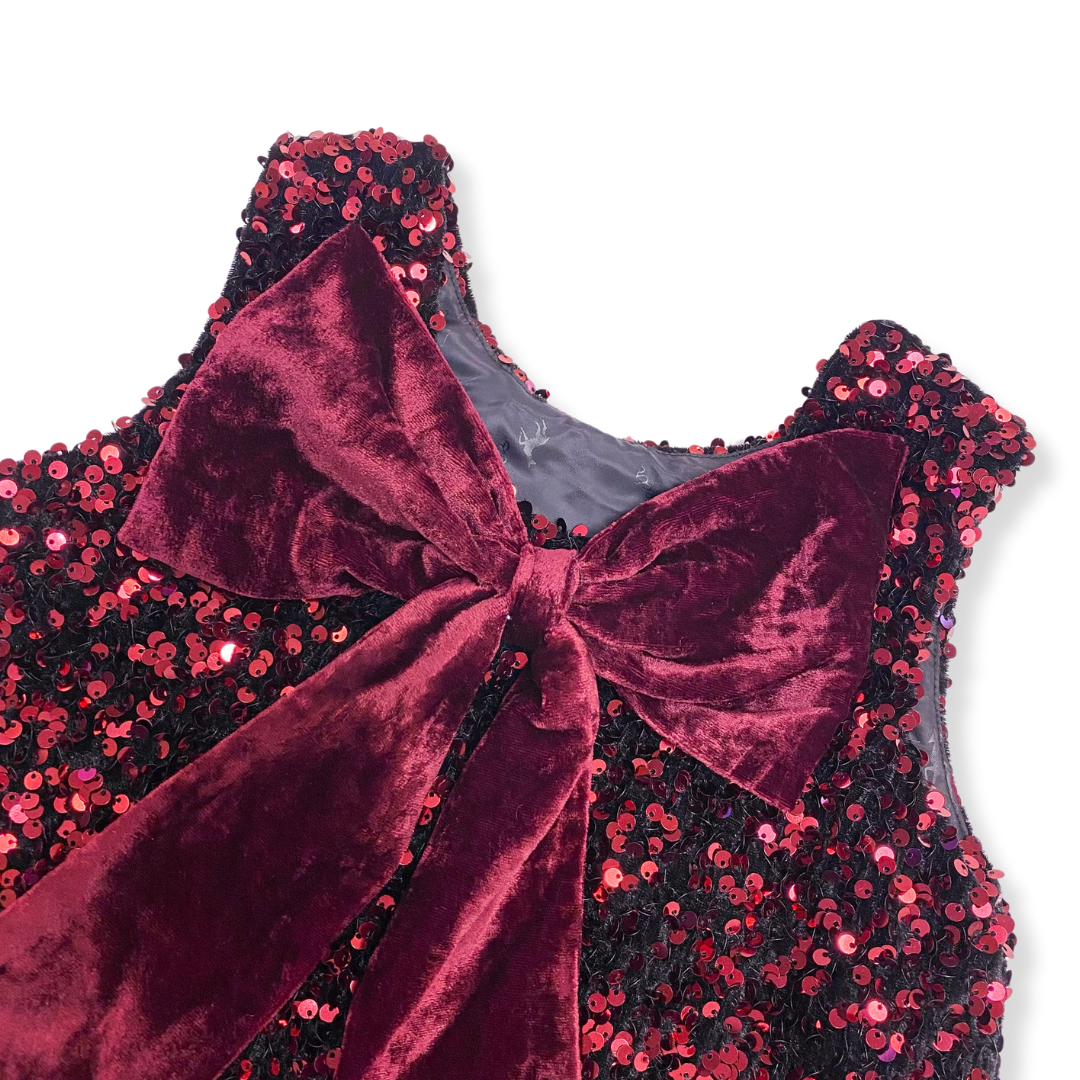 Doe a Dear - Wholesale Dress - Kids - 17128 Sleeveless Sequin Dress w/ Back Velvet Bow (2 Colors)5