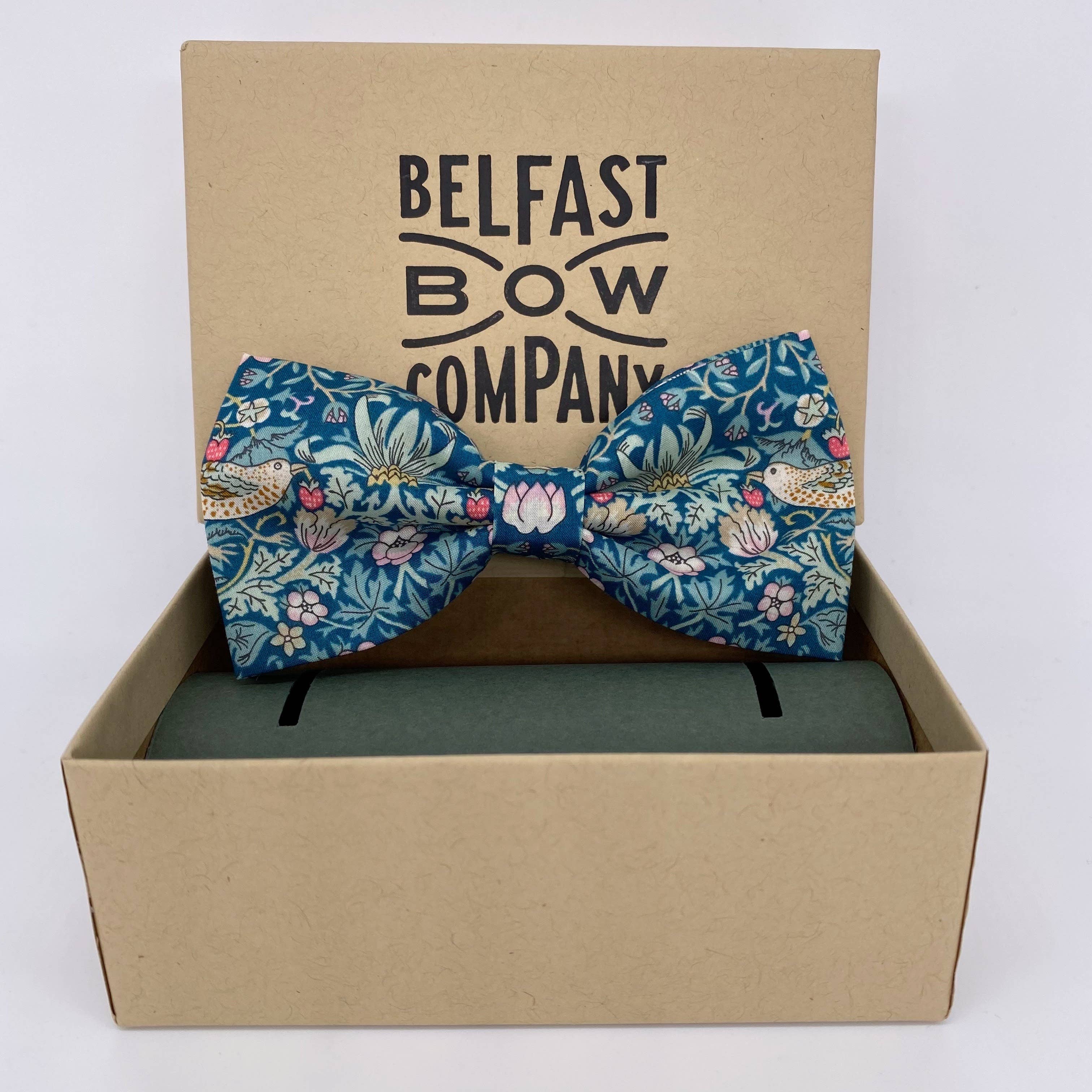 Belfast Bow Company – wholesale Bow Tie - Men’s – Liberty of London Bow Tie in Green Strawberry Thief1