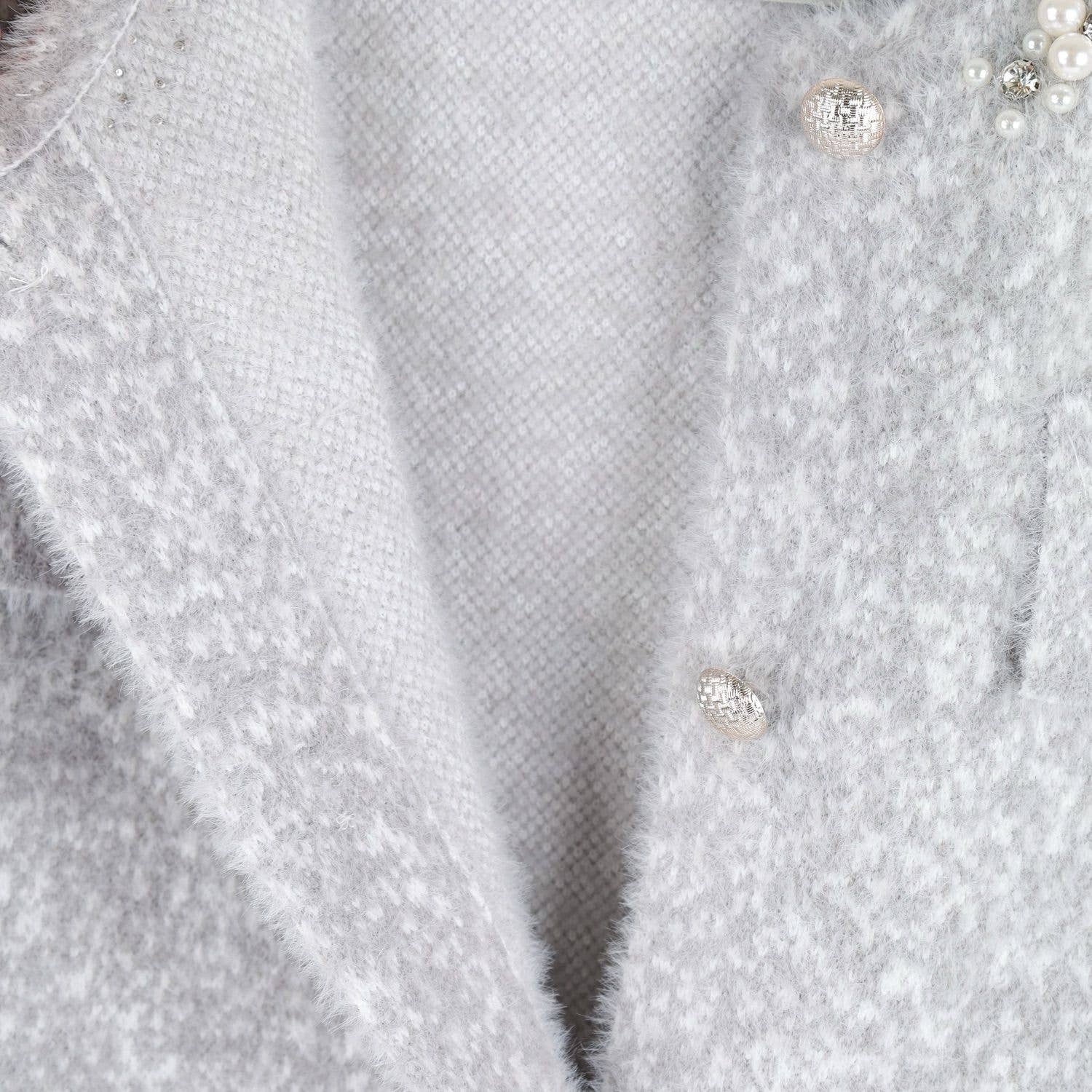 PEACH ACCESSORIES - Wholesale Cardigan - Women's - Sparkling Collar Soft Knit Pocket Cardigan SS1018