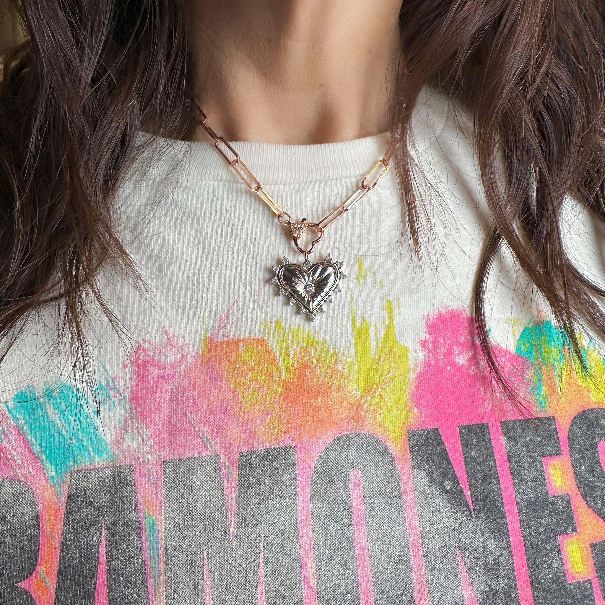 Love, Lisa – Engroshandel Led/kæde halskæde – Pam Paperclip Hjerte Kæde Halskæde2