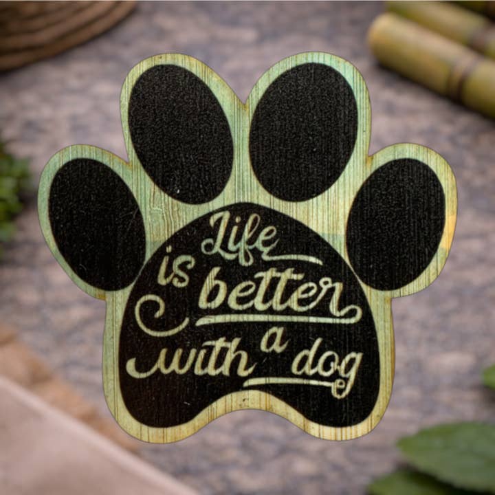 Life Is Better W/ a Dog for wholesale by Bamboo Wood Stickers