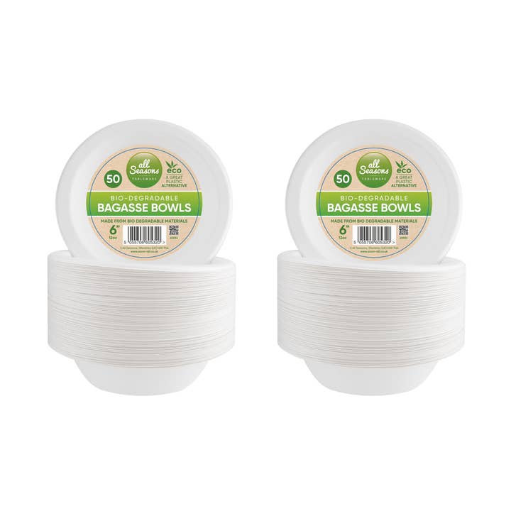 100 Pk 6" Sugarcane Bagasse Bowls Eco Biodegradable Party for wholesale by Home Shopa