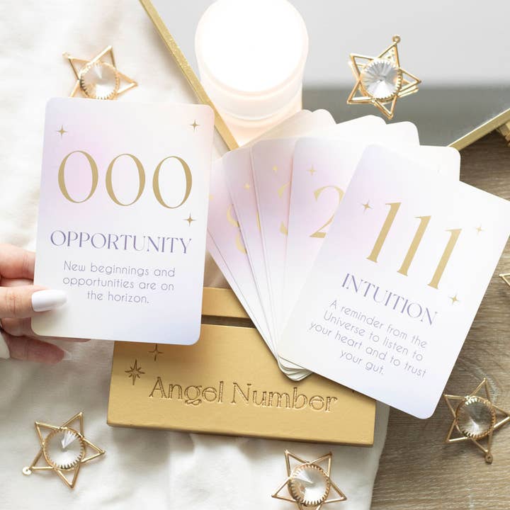 Something Different Wholesale - Wholesale Tarot Cards - Angel Number Affirmation Cards with Wooden Stand