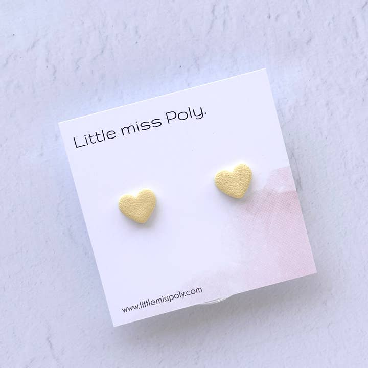 Little Miss Poly - Wholesale Stud/post earrings - Mini Heart Stud - Yellow2