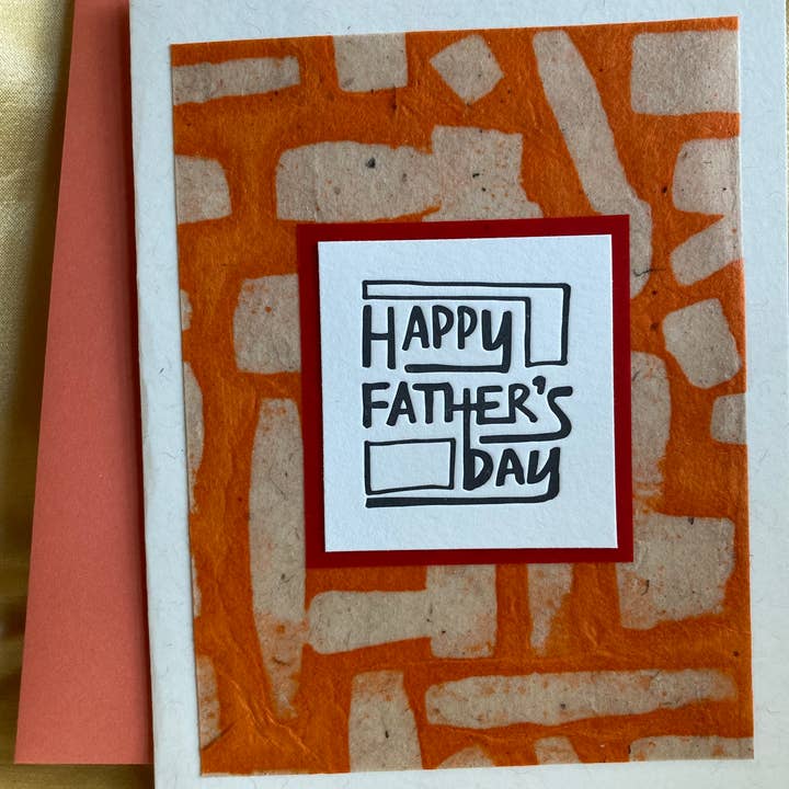 Orange Geometry Father's Day card for wholesale by Deep Ink Letterpress