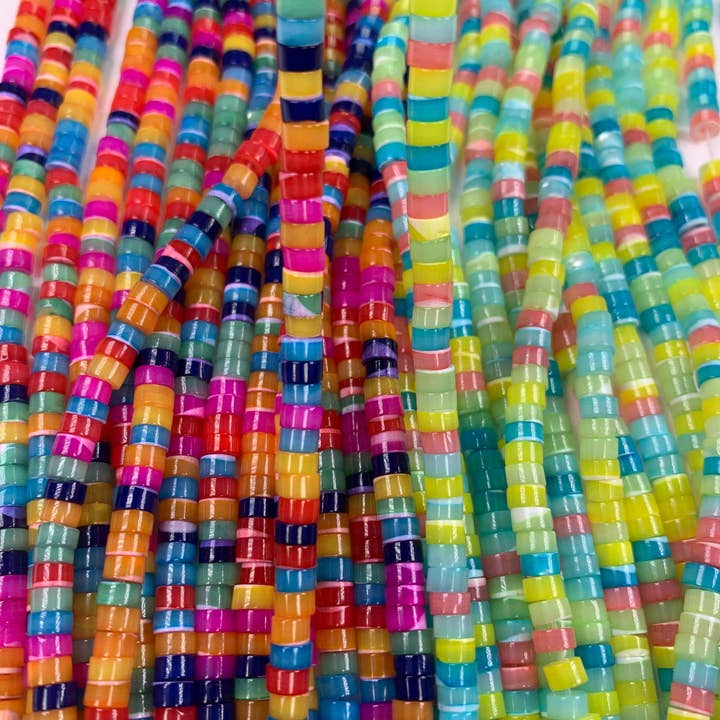The Bead Bazaar - Wholesale Beads - Colorful Disc Rondelle Beads, 4mm Candy Shell Pearl Accent Beads, Bright Rondelle, Bulk Pastel Beads For Jewelry Making, Pony Beads, Spacer Beads7
