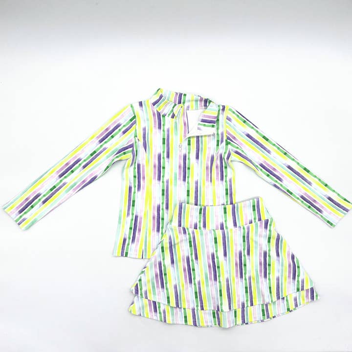 Ensemble Jupe Rayée Mardi Gras pour la vente par Blended Spirit Children’s Clothing