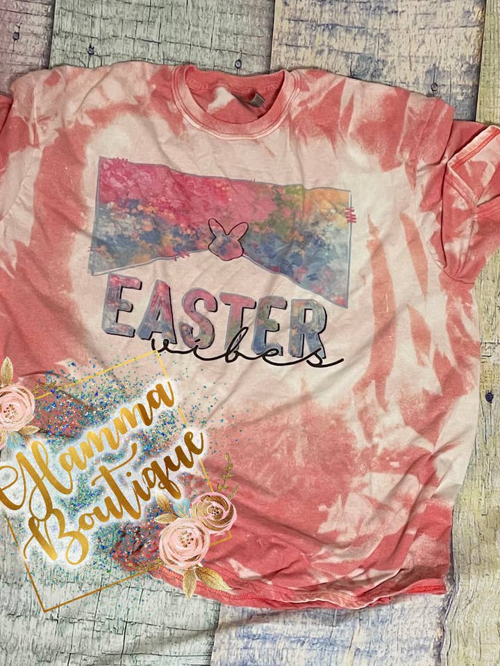 Camiseta blanqueada Easter Vibes para venta al por mayor de Glamma Boutique