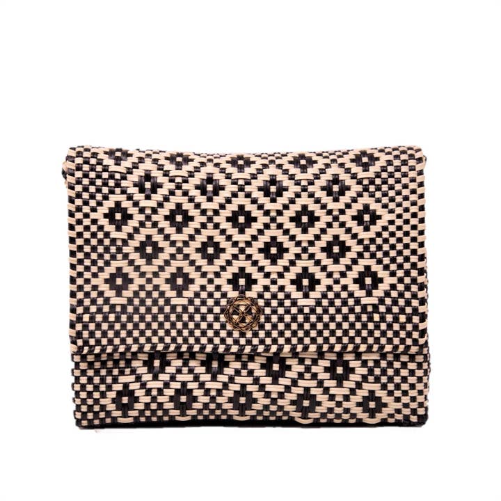 Crossbody Schwarz Beige Aztekenmuster für den Großhandel von Lola's Bag by Georgina Herrera