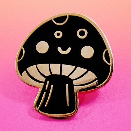Black Mushroom Enamel Pin for wholesale by Xintu