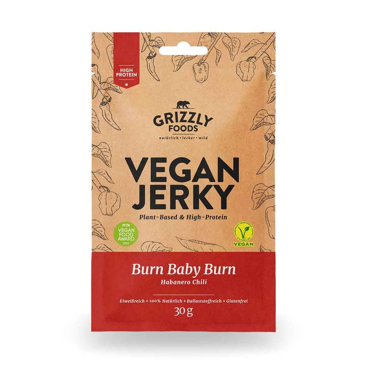Grizzly Foods - Wholesale Jerky - Vegan Jerky - Burn Baby Burn (30g)0