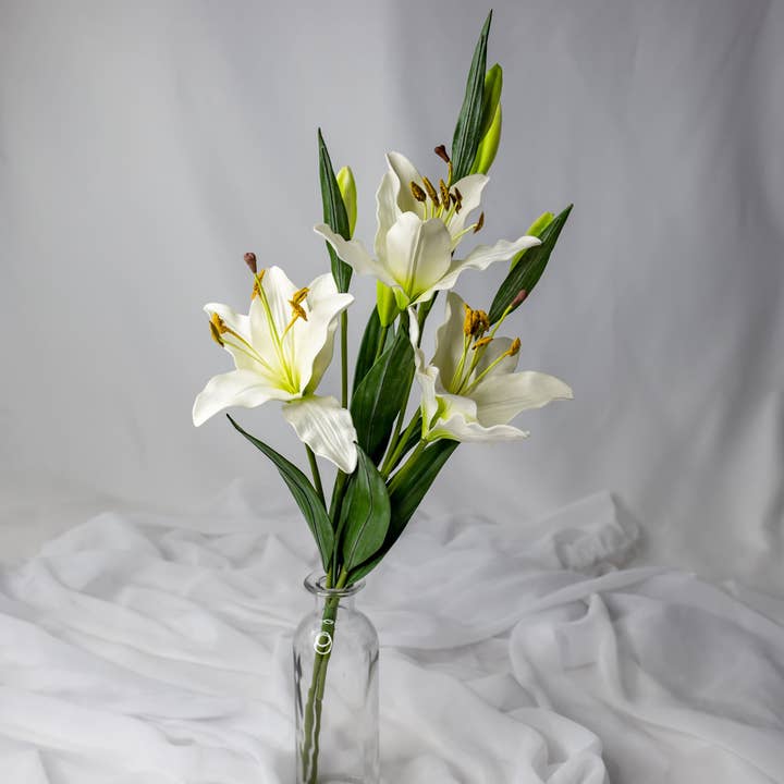 Realistic Artificial Flowers – wholesale Konstgjorda blommor – Vit asiatisk lilja liten - realistiska konstgjorda blommor