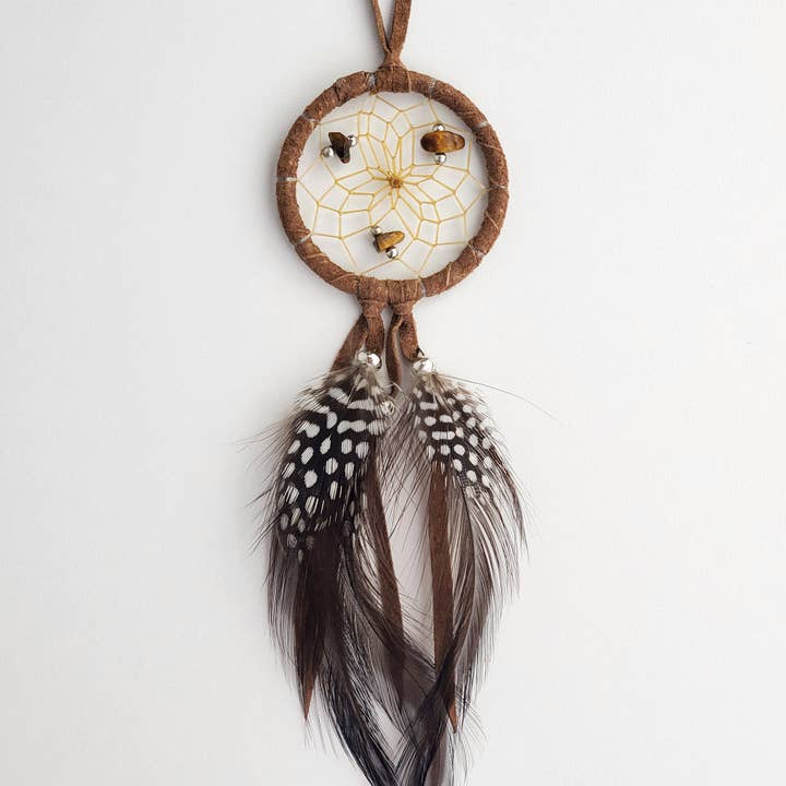 Monague Indigenous Crafts & Gifts – wholesale Drömfångare – 2 ”Brun drömfångare med halvädelstenar