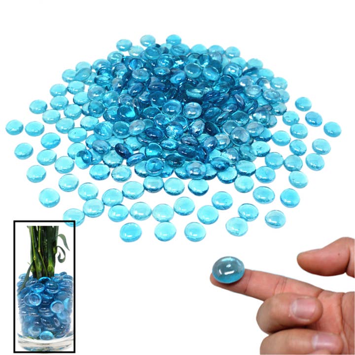 Tsyware - Wholesale Spiritual Stone/Crystal - 1Lb (1 Bag) Flat Glass Marble Ocean Blue Color Glass Pebble