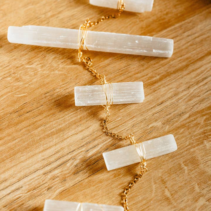 Elise Marie DeSigns - Wholesale Mobile - Selenite Wand Wall Hanging | Zen Crystal Wand Home Decor1