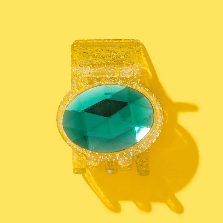 Gold Green Gemstone Claw Clip - Min. 4 (CC-49) for wholesale by Taylor Elliott Designs