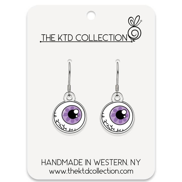 Purple Eyeballs Dangle Earrings for wholesale by The KTD Collection