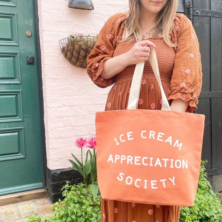 Alphabet Bags - Wholesale Tote Bag - Women's - Ice Cream Appreciation Society - Peach Canvas Tote Bag2