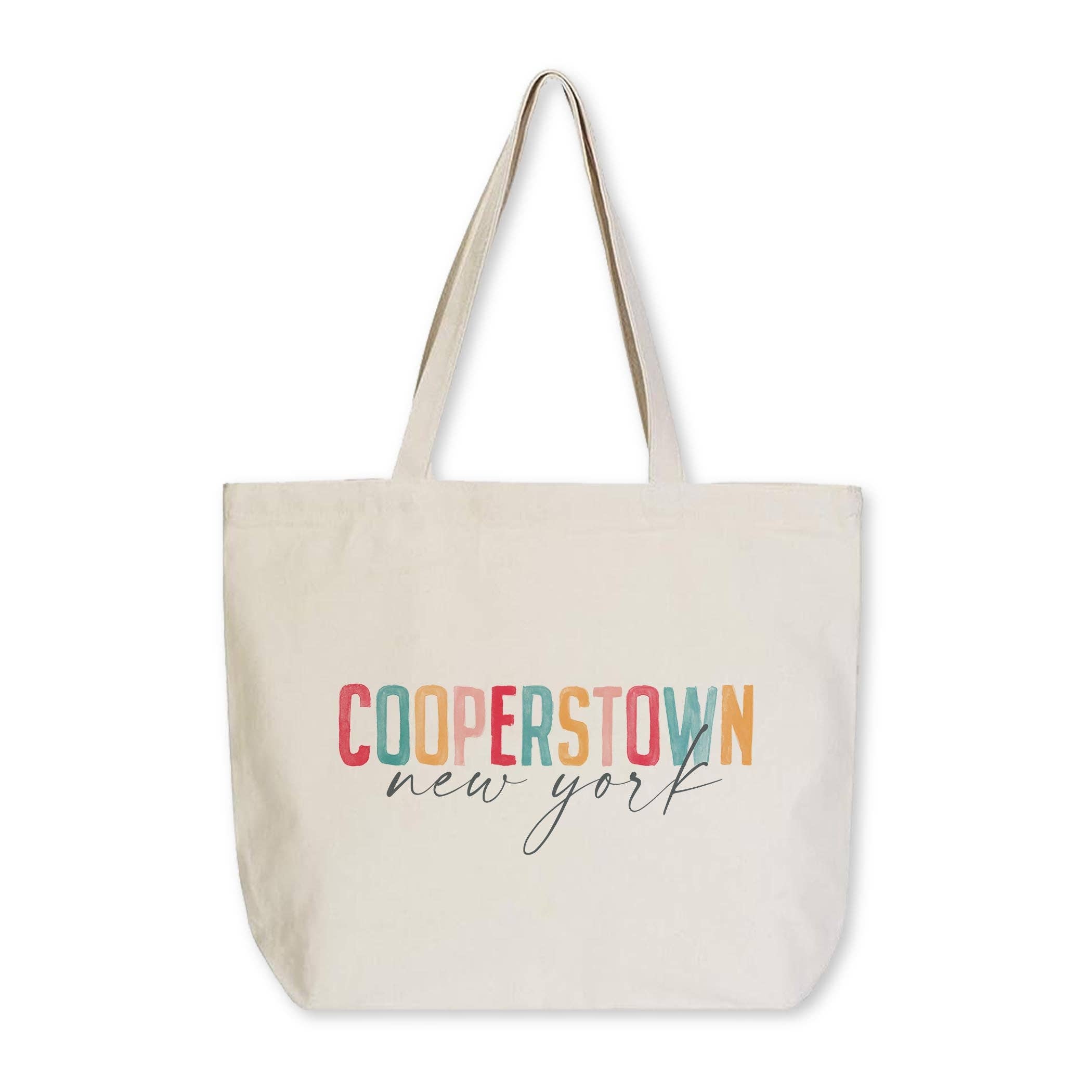 Tote Bag Natural Canvas-Watercolor City Cooperstown New York for wholesale on Faire0