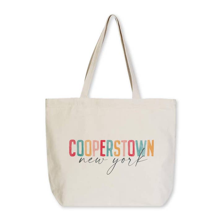 Tote Bag Natural Canvas-Watercolor City Cooperstown New York for wholesale on Faire