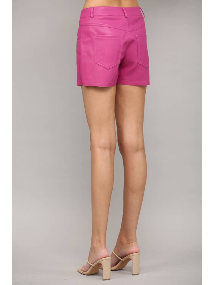 MAGENTA FAUX LEATHER SHORTS FP8568 for wholesale on Faire2