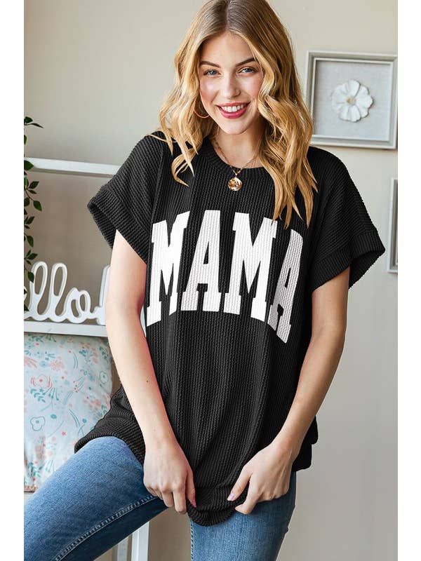 HEIMISH - Wholesale Tunic - Women's - ET7523-10 SOLID RIBBED LETTERING TOP