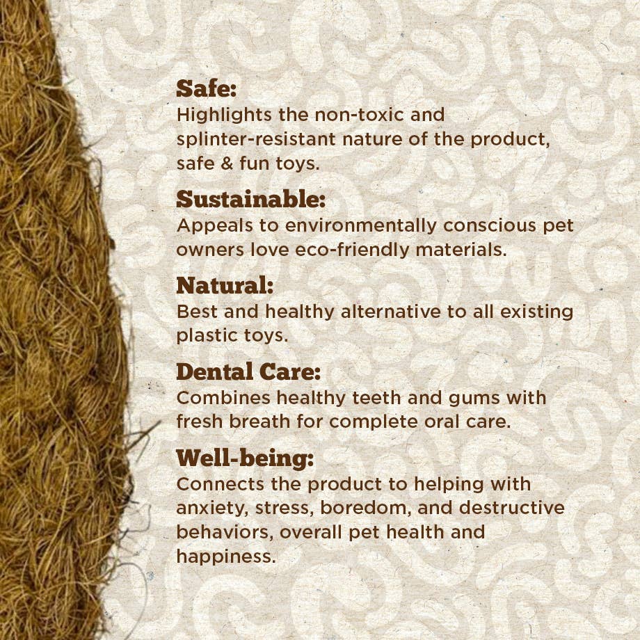 United Pet Brands – wholesale Pet chew toy – Dog – Coffee Wood & Coconut Rope Chew Toy for Dogs2