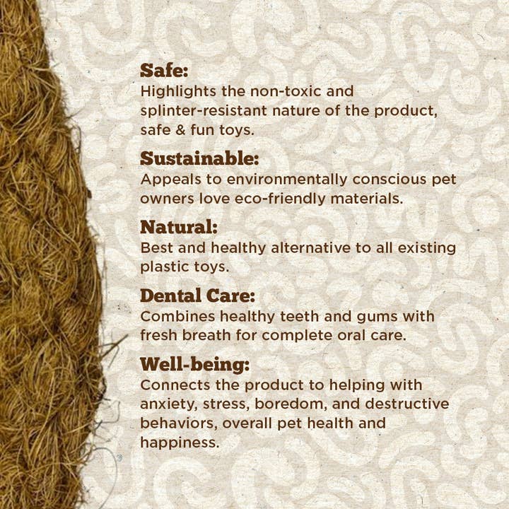 United Pet Brands – wholesale Pet chew toy – Dog – Coffee Wood & Coconut Rope Chew Toy for Dogs2