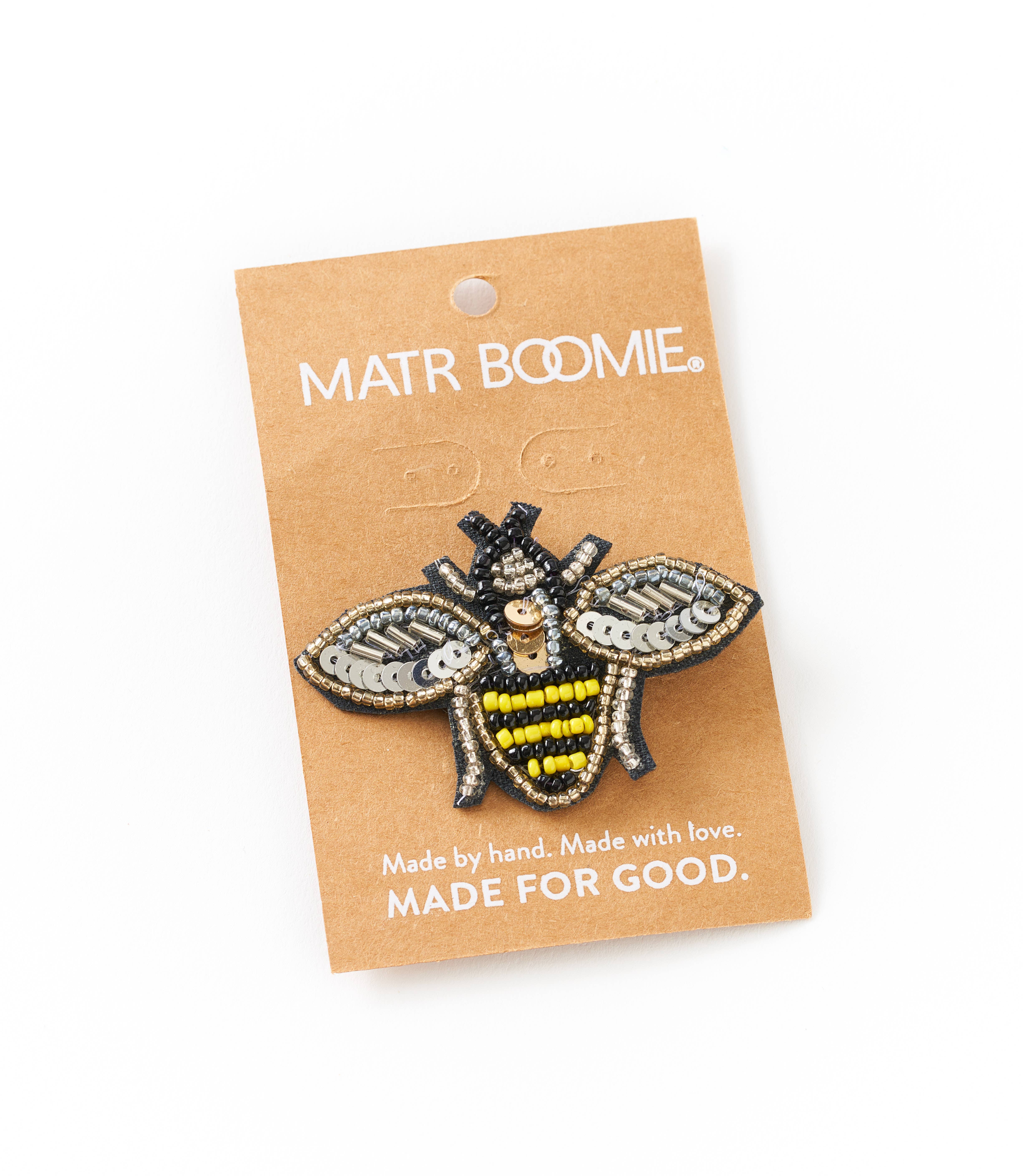 Matr Boomie Fair Trade - Wholesale Brooch - Bala Mani Beaded Bee Brooch Pin - Handmade, Fair Trade2