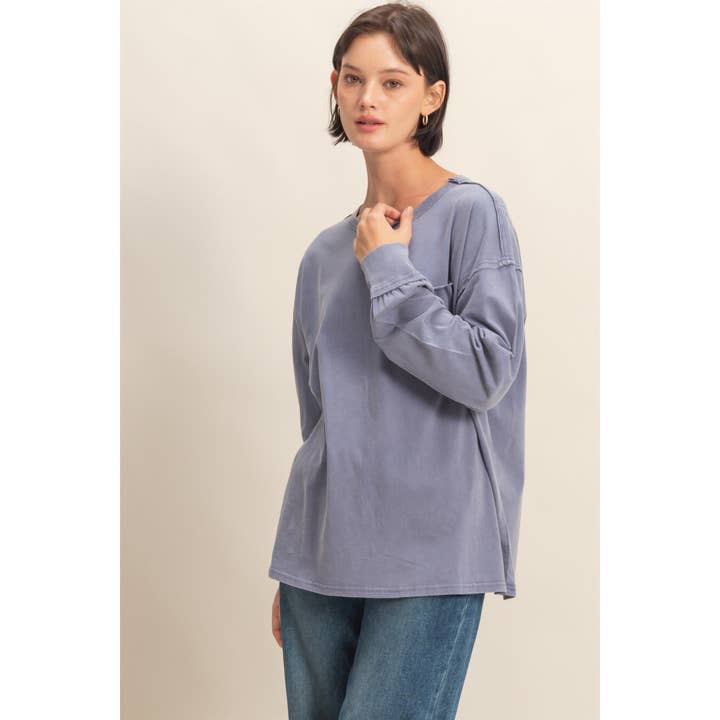 HYFVE - Wholesale Shirt - Women's - Oversized Washed Long Sleeve Pocket Tee27