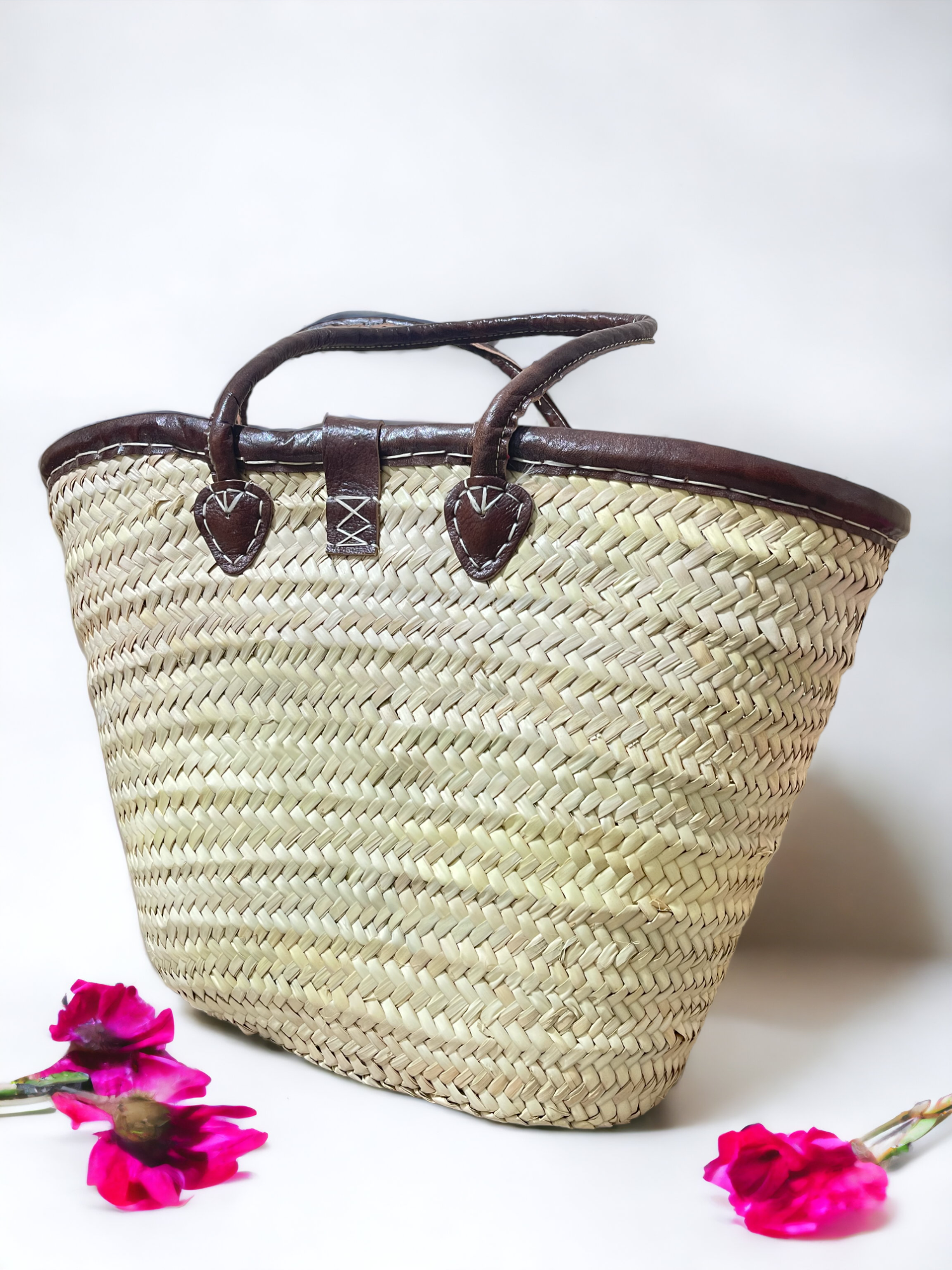 Melecraft - Wholesale Beach Bag - French Market Basket with Leather, trim buckle basket3
