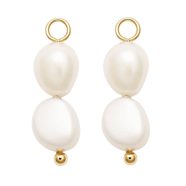 Double Organic Freshwater Pearl Drop Charm in Gold and other Purchase Wholesale designer charms. Free Returns & Net 60 Terms on Faire trending on Faire.