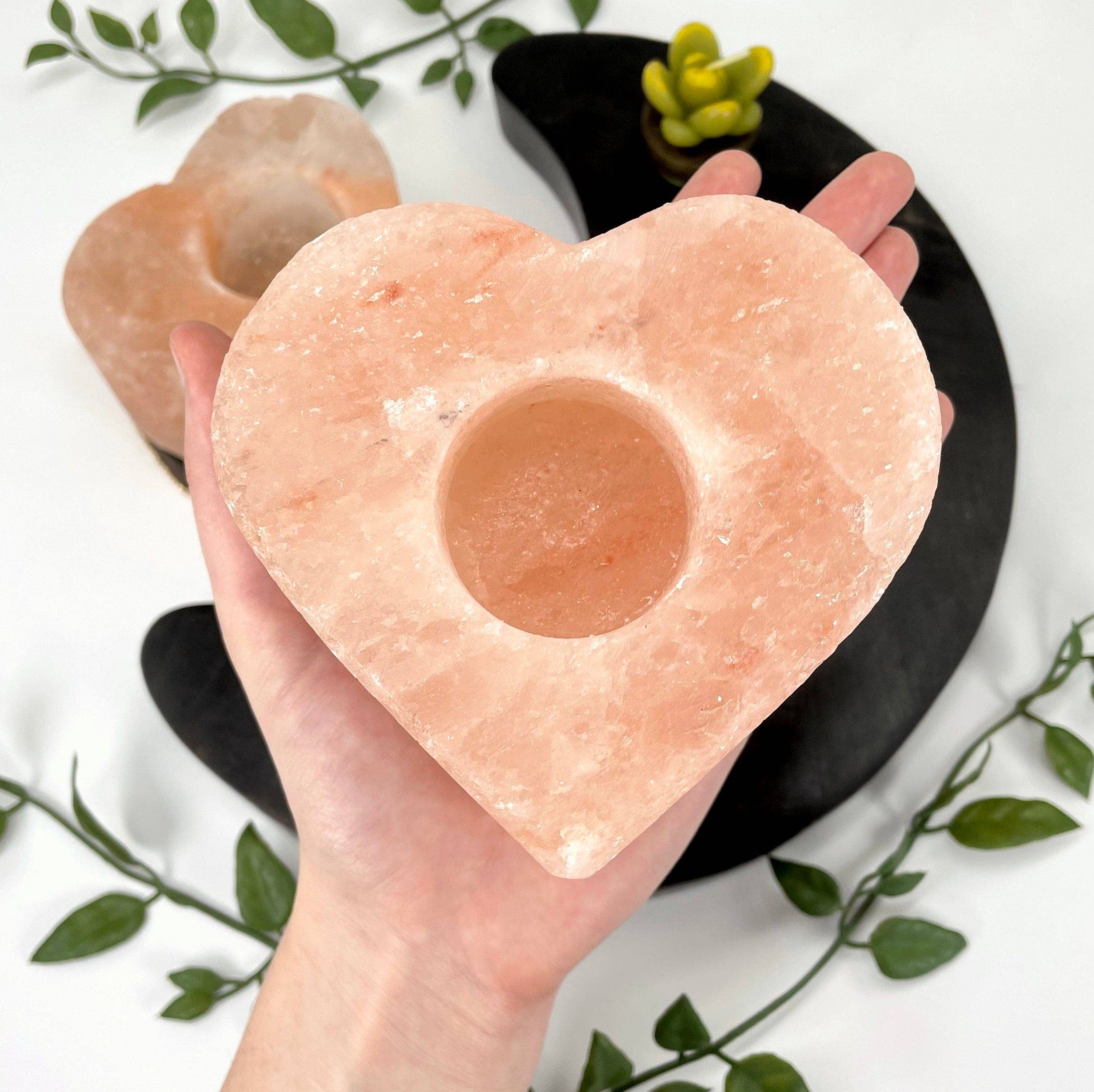 Rock Paradise - Wholesale Candle Holder - Crystal Himalayan Salt Orange Heart Candle Holder
