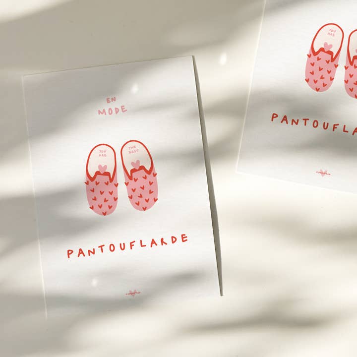 Carte de vœux illustrée — Pantoufles power pour la vente par Studio c pour toi