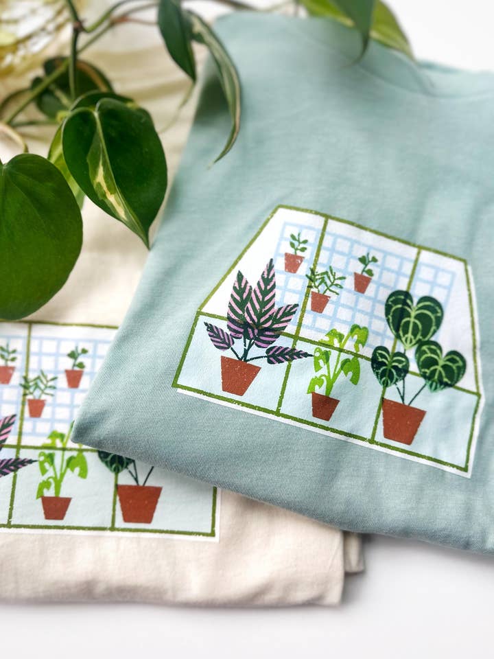 Katie May Designs - Wholesale Screen Printed T-Shirt - Women's - Greenhouse Houseplant Lover Leaf T-Shirt4