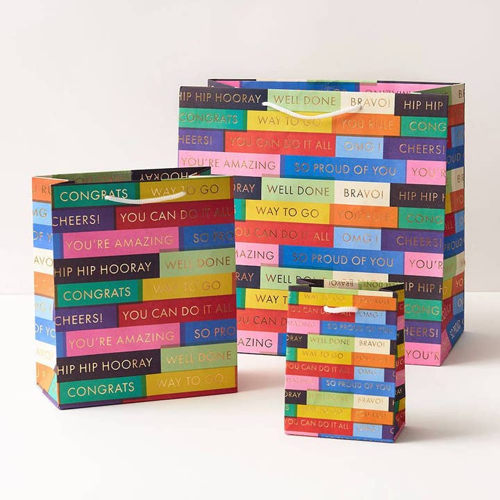 Colorful Stripe Congrats Graduation Gift Bag for wholesale by Paper Source Wholesale