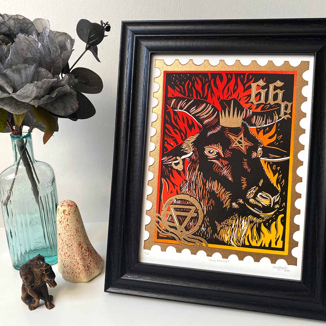 Blockforest - Wholesale Art Print - King Baphomet Goat Stamp Art Print1