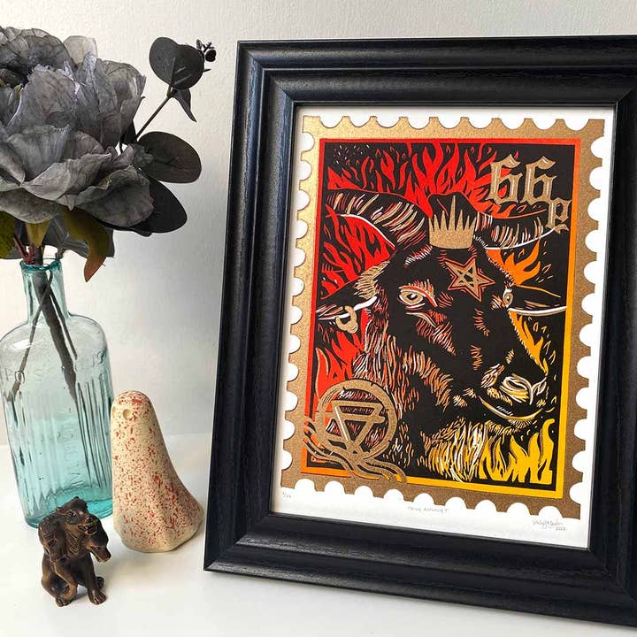 Blockforest - Wholesale Art Print - King Baphomet Goat Stamp Art Print1