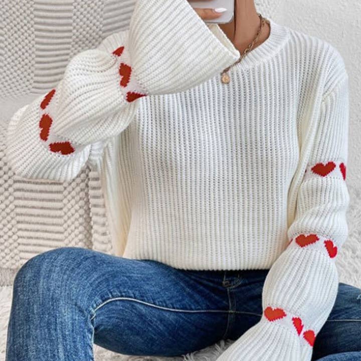 PULL RAYÉ À MANCHES LONGUES ET COL ROND pour la vente par Lily Clothing